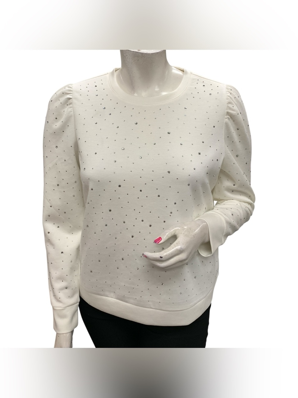Modern Works NWT Cream Embellished Crewneck Top Size L